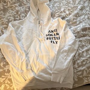 White Hoodie with Black Text